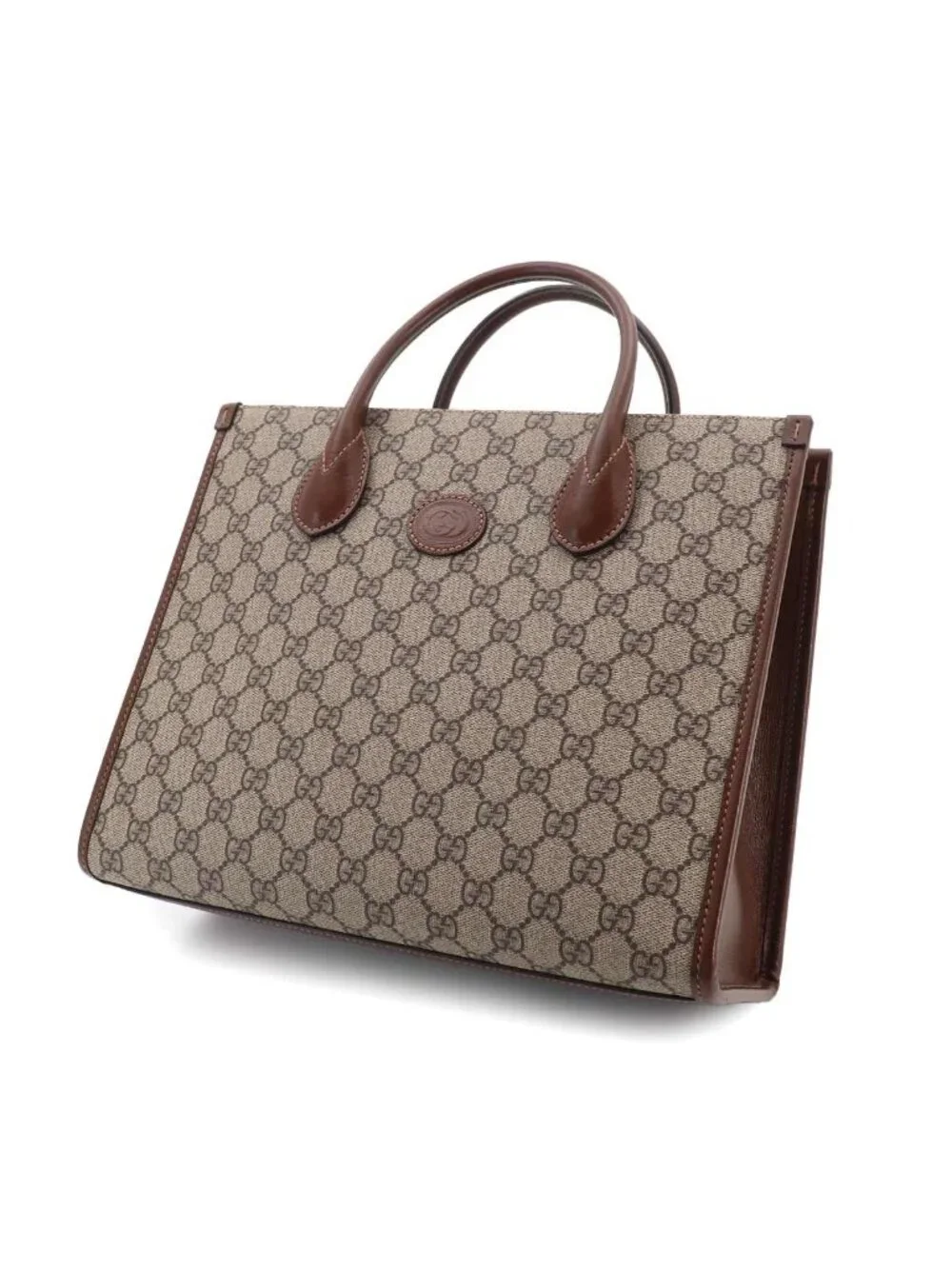 Gucci Interlocking Small 2-Way Tote Shoulder Bag GG Supreme Leather Beige - Picture 9 of 10
